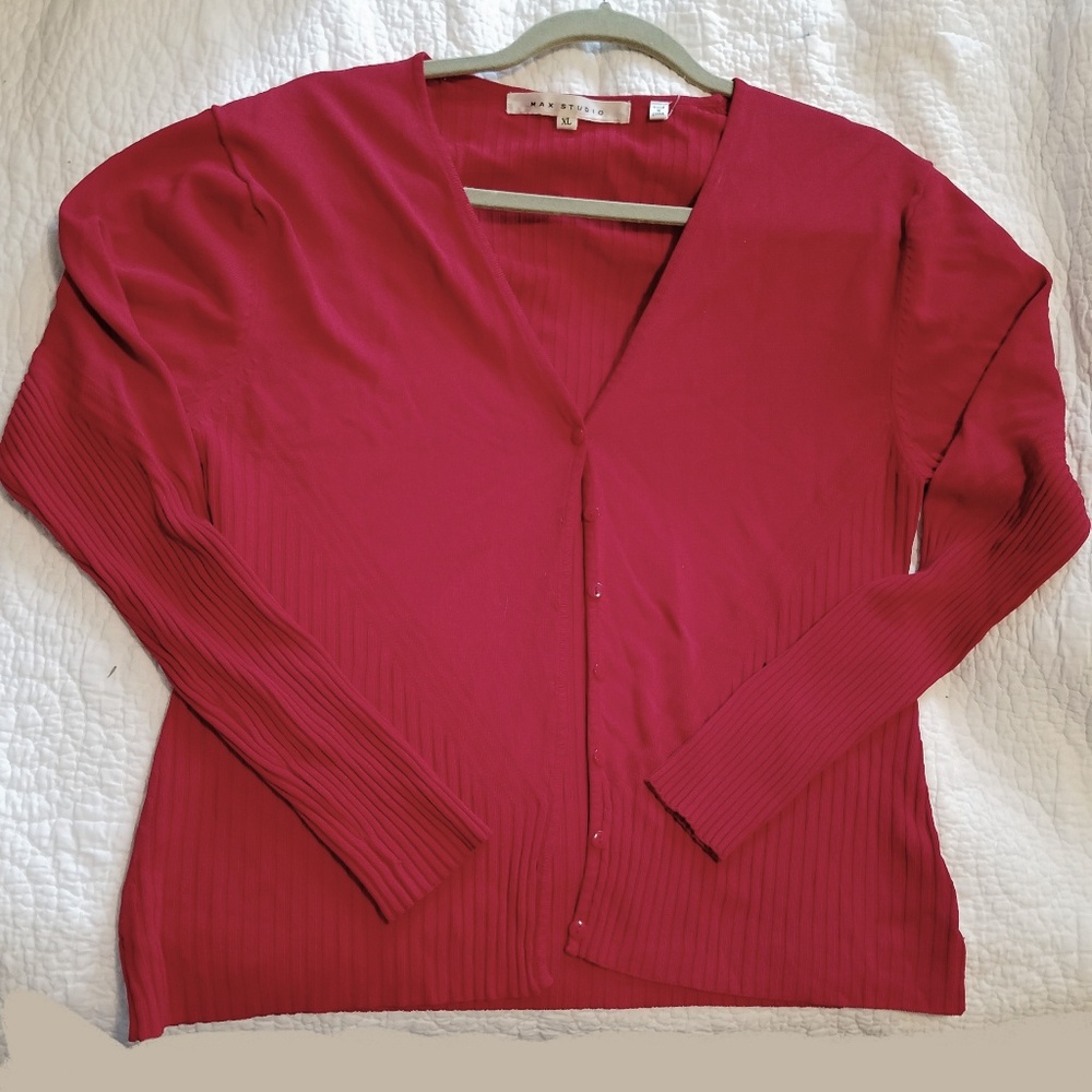 Red cardigan